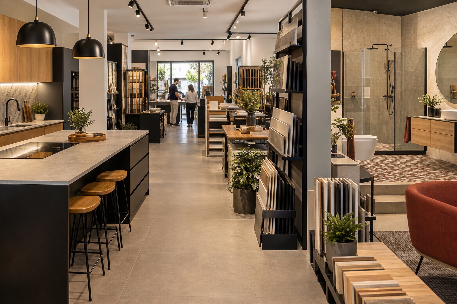 Inspiración de un espacio de exposición de cocinas, baños y materiales